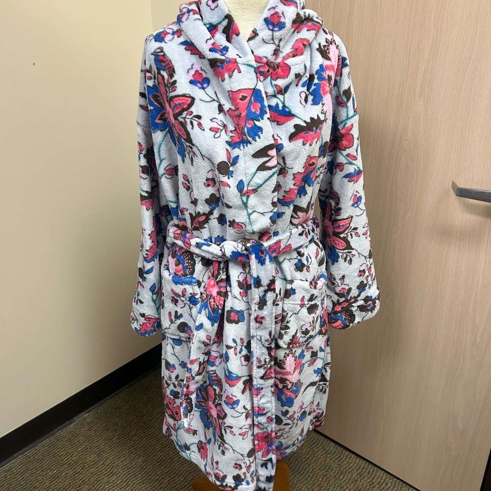 Vera Bradley Floral Hooded Robe - Pink and Blue